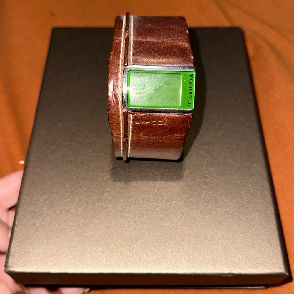 DIESEL brown leather band watch, DZ-7034